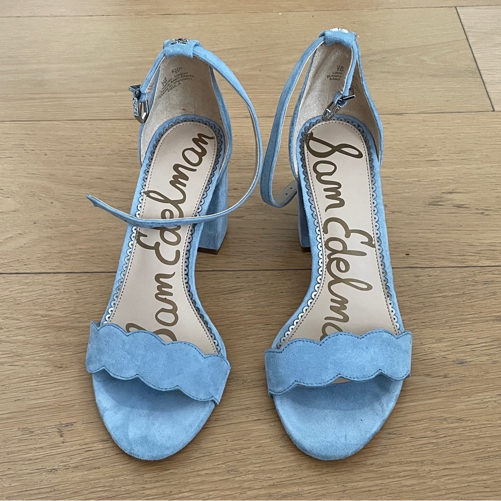 Sam Edelman | Odila Women's Block Heel Sandals in blue suede | Size 7